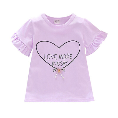 

Baby Girls Summer Cotton Letter Heart Print T-shirt Tops Blouse Short Sleeve Children Casual Tee Shirts