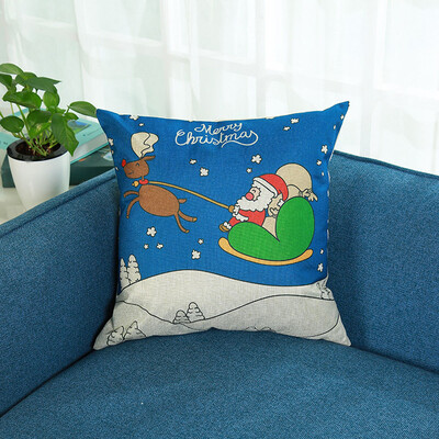 

Tailored Merry Christmas Print Pillowcase Linen Cotton Sofa Cushion Cover Home Decor
