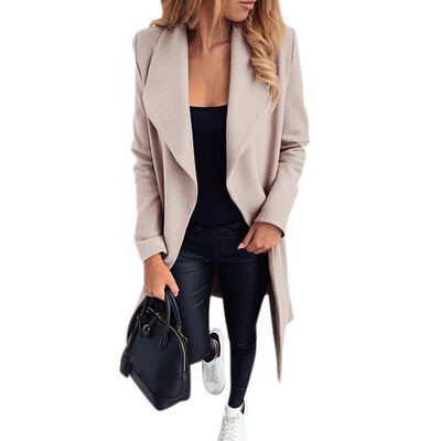 

Autumn And Winter Ladies Woolen Coat Thickening British Style Irregular Belt Mid-long Coat