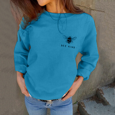 

Tailored Womens Autumn Fashion Sweatshirts Bee Kind Letter Print Casual Loose Blouses