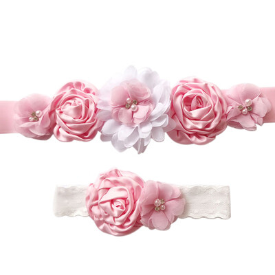 

Flower Girl Faux Pearl Sash Headband Bridal Wedding Bridesmaid Dress Waist Belt