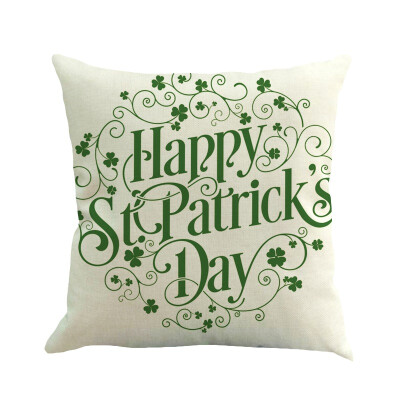 

Happy green St Patricks day clover green hat Throw Pillow Cover Cushion Case Cotton Linen Material Decorative