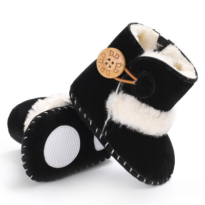 

Winter Baby Boots Girls Boys Rubber Soled Shoes Infant Toddler Newborn Super Warm Snowfield Wooden Buttons Boots