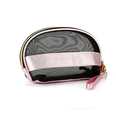 

Tailored Fashion Women Mesh Leather Zipper Handbags Cosmetic Bag Makeup Pouch Purses