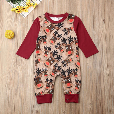 

Christmas Newborn Baby Girl Boy Long Sleeve Romper Pajamas Xmas Deer Clothes