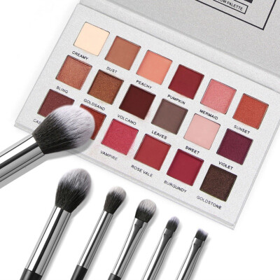 

2019 Shimmer Eye Shadow Palette 18 Color Shimmer Glitter Eye Shadow Powder Matte Eyeshadow Cosmetic 6 pcs Makeup brushes