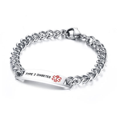 

Diabetes Warfarin Blood Thinner Epilepsy Bracelet Stainless Steel Health Alert Bracelet Chain
