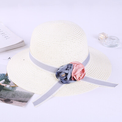 

Japanese ribbon bow bow hand straw hat can fold wide eaves 100 fishing man hat summer sun protection hat female