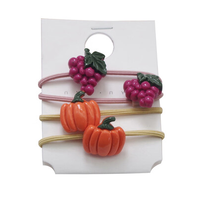 

4PCS Kids Cute Fashion High Quality Elastic Fruit Vegetable Design Hair Ropes Women Girl Elastic Hair Bands Hair Accessories
