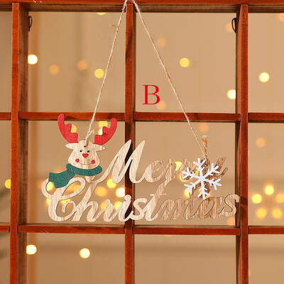 

Toponeto Christmas Wooden Pendant Christmas Tree Tag Scene Decoration Pendant