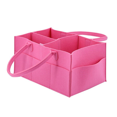 

Multi-functional Underwear Baby Diapers Storage Bag Bedroom Travel Nappies Organizer Portable Felt Storage Basket with Holder