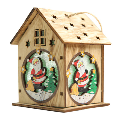 

Gobestart Wood House Cute Christmas Tree Hanging Ornaments Holiday Decoration