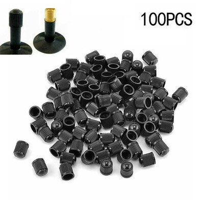 

100 Black Plastic Tire Wheel Rims Stem Air Valve Cap Tyre Cover Car Truck Bike