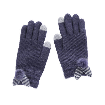 

New Women Winter Gloves with Plush Ball Decoration Touchscreen Wool Thick Texting Driving Cycling Running Gloves