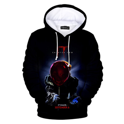 

Herqw61 Mens 3D Stephen Kings It Hoodie Pullover Sweatshirt Terror Movie Cool Pullover Tops