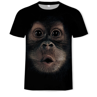 

Mens T-Shirt Round Collar 3D-Printed Loose Casual Short Sleeve X-3XL Summer
