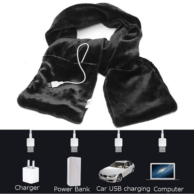 

USB Powered Fleece Portable Soft Heated Shawl Winter Electric Neck Wrap with Warm Pocket Winter Scarf Electric PadPocket