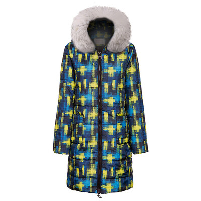 

Toponeto Womens Winter Print Long Down Cotton Ladies Hooded Coat Quilted Jacket Outwear