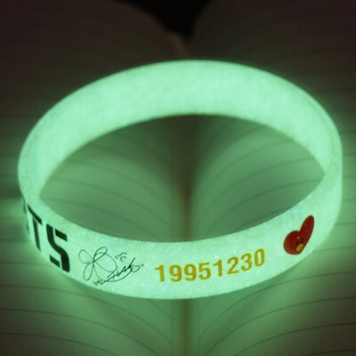 

KPOP BTS Bangtan Boys Luminous Silicone Bracelet Cartoon Image Print Bracelet Unisex Hot Gift for Fans