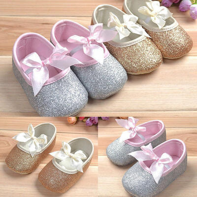 

US STOCK Glitter baby shoes sneaker anti-slip soft sole toddler size 0-18M ym