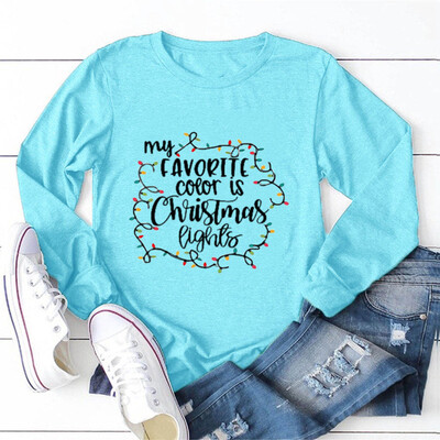 

Gobestart Women Christmas Plus Size Print Round Neck Long Sleeved T-shirt Blouse Tops