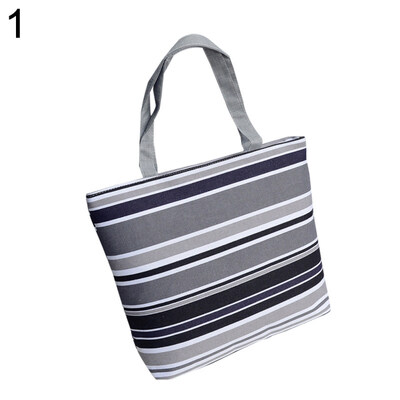 

Women Canvas Stripe Tote Bag Shopping Travel Large Capacity Shoulder Handbag