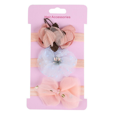 

Pack Of 3 Children Toddler Baby Girl Cute Lace Stretch Sequin Bow Elastic Headband Molding Hair Band Accessories