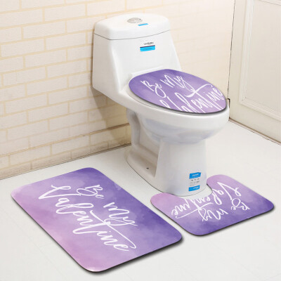 

〖Follure〗3PCS Valentines Day Pattern Non Slip Toilet Seat Cover Rug Bathroom Set Decor