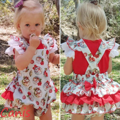 

AU Christmas Newborn Baby Girls Outfits Clothes Xmas Ruffle Romper Headband Set