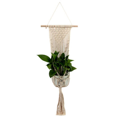 

Flower Plant Pot Basket Holder Vintage Bohe Macrame Flowerpot Hanging Rope Wall Hanging Art Home Decoration