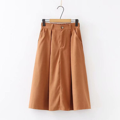 

Women Mid Skirts Autumn A-line High Waist Solid Color Girls Skirt Female Vintage Casual Temperament Commute Female Skirts