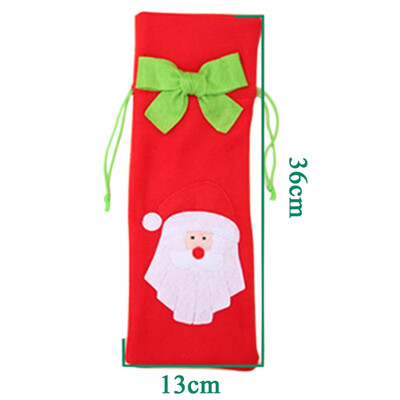 

Christmas Decoration Santa Claus Green Christmas Tree Elk Green Bow Knot Embroidery Pattern Wine Bottle Set