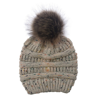 

Winter Warm Knitted Beanie Hat Pom Poms Fur Ball Cap For Women Girls Outdoor Ski Cap