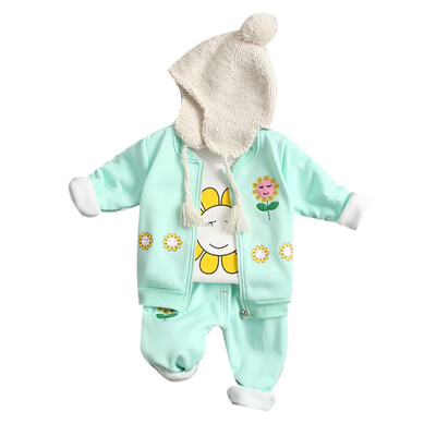 

Autumn Baby Boy Girl Long Sleeve Thicken Floral Print T-shirt Sweatshirt Trousers Casual Outfits