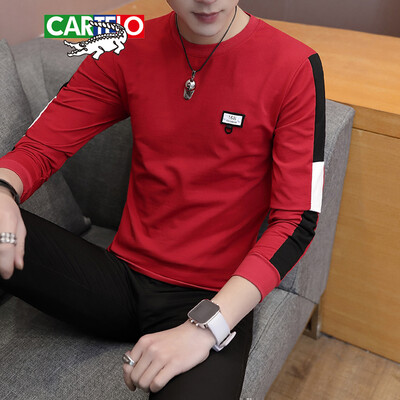 

Cartier crocodile CARTELO T-shirt 2019 spring&autumn new mens fashion casual round neck Slim long-sleeved T-shirt D305-1-6606 red 3XL