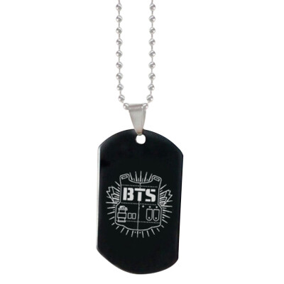 

KPOP BTS Bangtan Boys Same Paragraph Necklace Logo Stainless Steel Shield Pendant Necklace Boys Girls Necklace Gifts for Fans