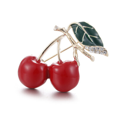 

Brooches Cherry Brooch Red Enamel Brooches Gold Women New Pins Bouquet Brooch