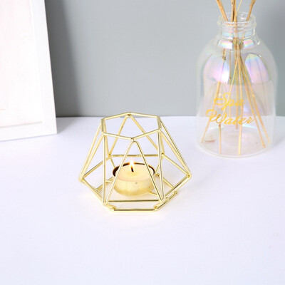 

Nordic style wrought iron plating craft geometry candlestick rose gold candlestick home decoration metal crafts