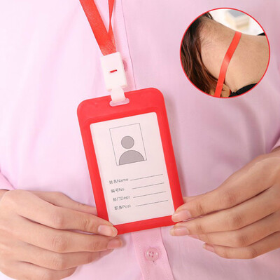 

Toponeto Portable Colorful Employee Plastic ID Card Holder Name Tag Lanyard Neck Strap