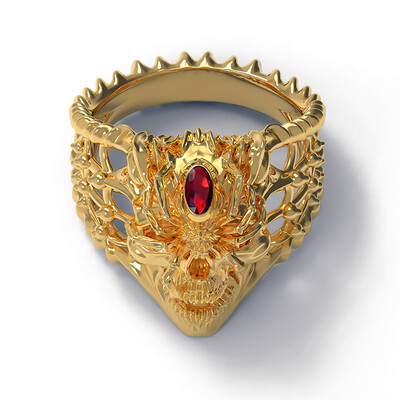

Antique Silver Gold Color Spider Skull Ring Cubic Zirconia Halloween Party Gothic Jewelry Gifts