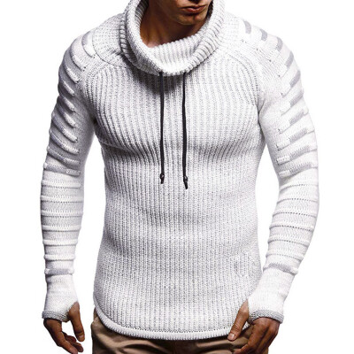 

Toponeto Mens Autumn Winter Pullover Knitted Raglan Drape Choker Sweater Blouse Top