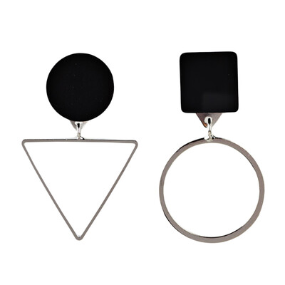 

Triangular Round Stud Hollow Out Boho Gold Silver Womens Earrings Asymmetrical Earrings Geometric Personality Earrings