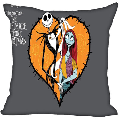 

Nightmare Before Christmas Pillow Cover Bedroom Home Office Decorative Pillowcase Square Zipper Pillow Cases Satin Fabric No Fade