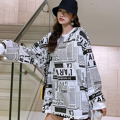 

Women Autumn Sweatshirt Loose Long Sleeve Harajuku Wind Print Lady Pullover Sweatshirt Tops