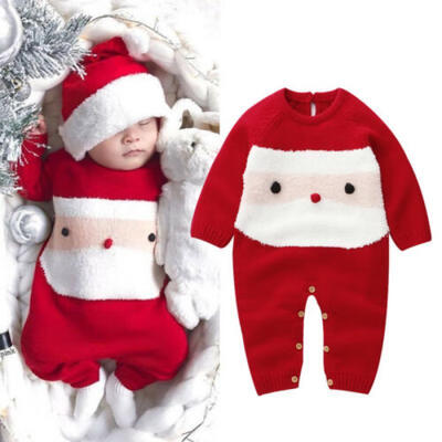 

US Newborn Baby Girl Boy Wool Knitting Romper Jumpsuit Warm Outfits Xmas Clothes