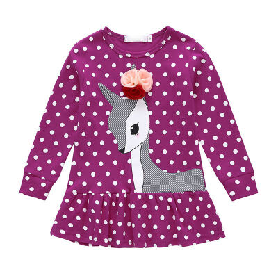 

Spring Girls Dress Dot Cartoon Long Sleeve Kids Dress For Girls Outdoor Sports Causal Baby Girls Dress Children Clothing