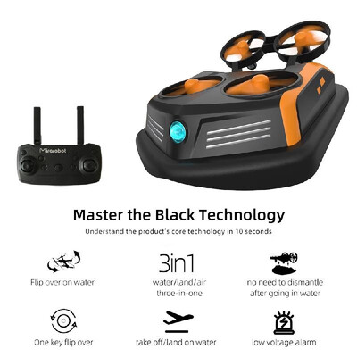 

Mirarobot Domain S200 Mini Drone Remote Control Boats Car 600TVL FPV 3-in-1 Sea-Land-Air Mode Switchable Waterproof Hovercraft Toy