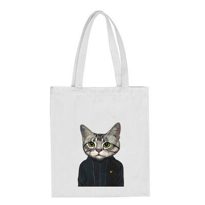 

Women Cute Cat Printing Canvas Tote Girls Casual Shoulder Bags Large Capacity Shopping Bags Handbag Bolsos Mujer YJ