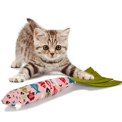 

Gobestart Pet Cat Refilling Catnip Simulation Plush Fish cat Interactive Chewing toys