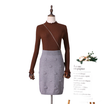 

Pencil Mini Skirt Female Simple Solid Color Knit Material Elastic Korean Version Of Autumn And Winter New Wild